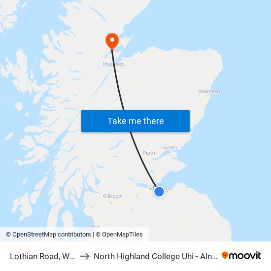 Lothian Road, West End to North Highland College Uhi - Alness Campus map