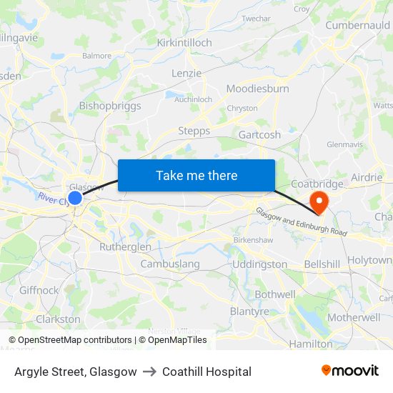 Argyle Street, Glasgow to Coathill Hospital map