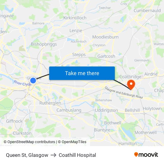 Queen St, Glasgow to Coathill Hospital map