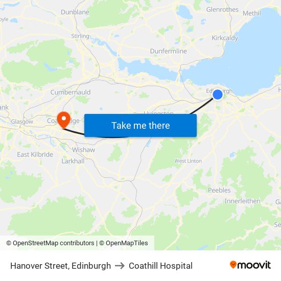Hanover Street, Edinburgh to Coathill Hospital map