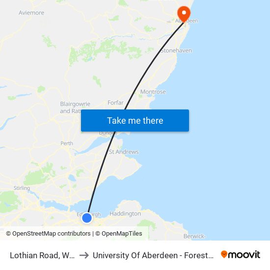 Lothian Road, West End to University Of Aberdeen - Foresterhill Campus map