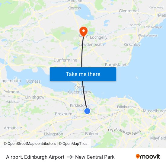 Airport, Edinburgh Airport to New Central Park map