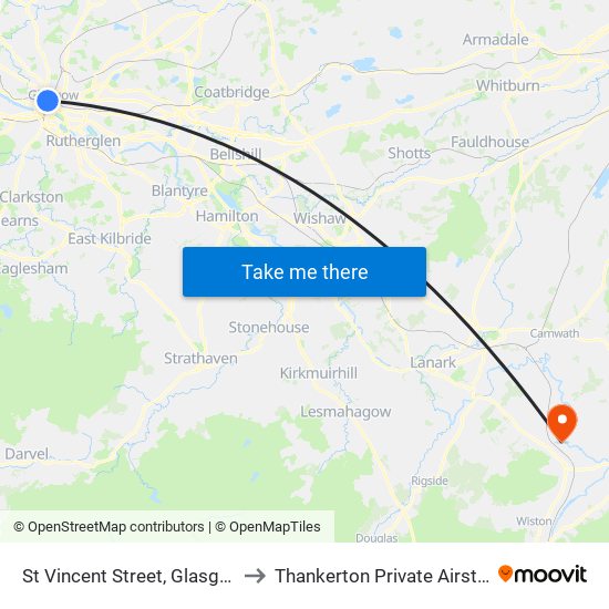 St Vincent Street, Glasgow to Thankerton Private Airstrip map