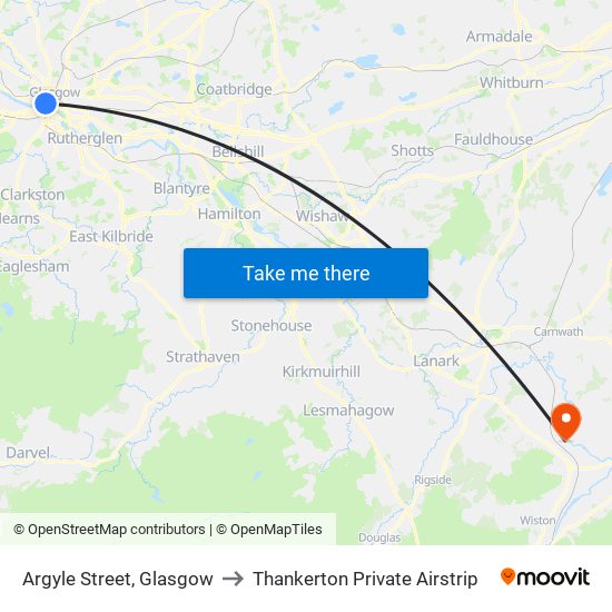 Argyle Street, Glasgow to Thankerton Private Airstrip map
