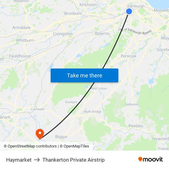 Haymarket to Thankerton Private Airstrip map