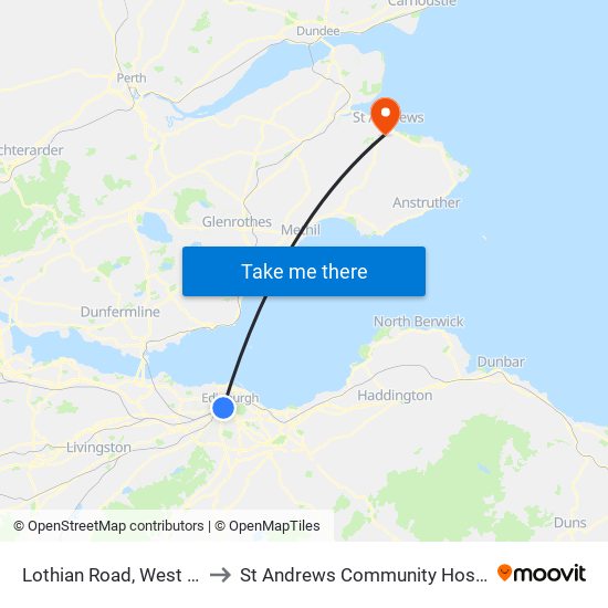 Lothian Road, West End to St Andrews Community Hospital map