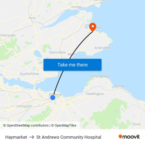 Haymarket to St Andrews Community Hospital map