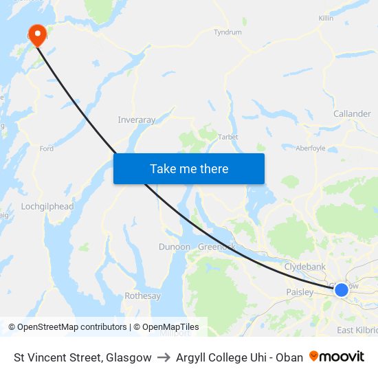 St Vincent Street, Glasgow to Argyll College Uhi - Oban map