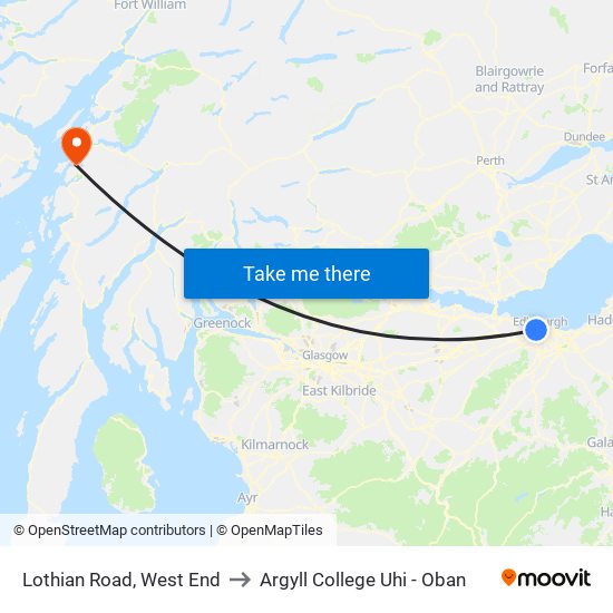 Lothian Road, West End to Argyll College Uhi - Oban map