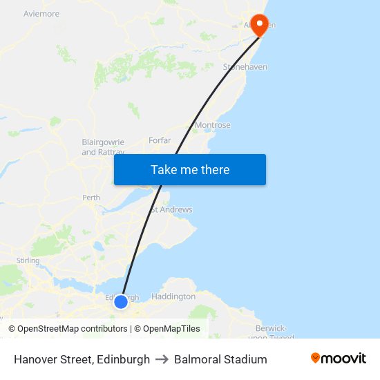 Hanover Street, Edinburgh to Balmoral Stadium map