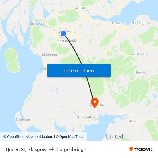 Queen St, Glasgow to Cargenbridge map