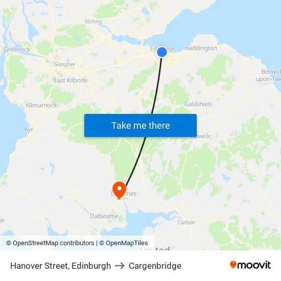 Hanover Street, Edinburgh to Cargenbridge map