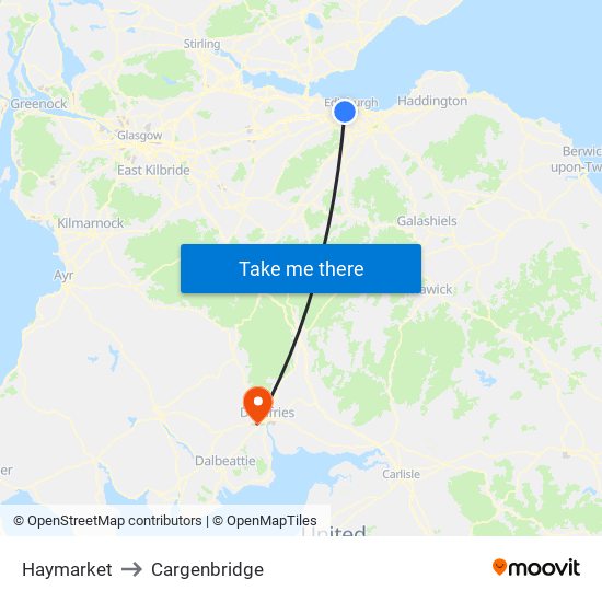 Haymarket to Cargenbridge map