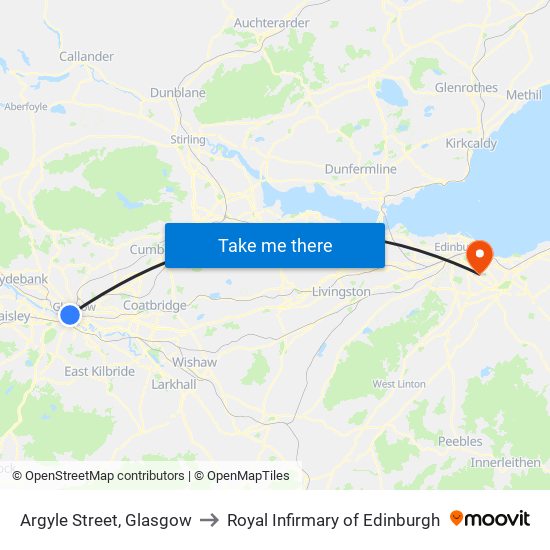 Argyle Street, Glasgow to Royal Infirmary of Edinburgh map