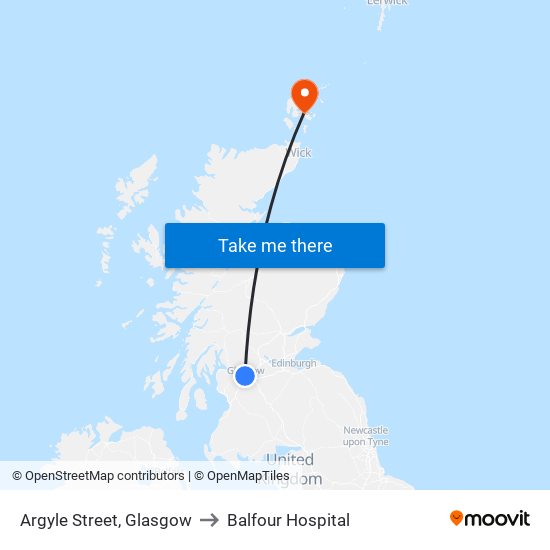 Argyle Street, Glasgow to Balfour Hospital map