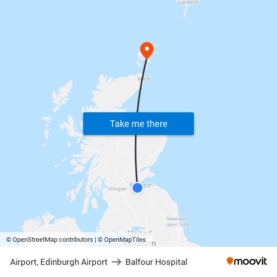 Airport, Edinburgh Airport to Balfour Hospital map