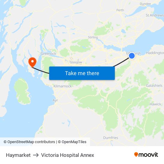 Haymarket to Victoria Hospital Annex map