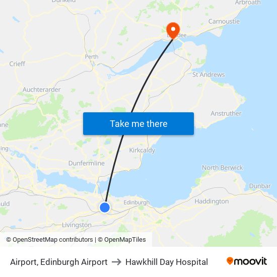 Airport, Edinburgh Airport to Hawkhill Day Hospital map