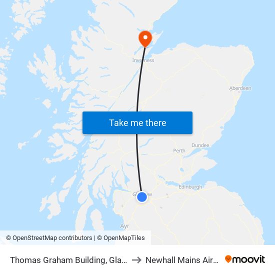 Thomas Graham Building, Glasgow to Newhall Mains Airstrip map