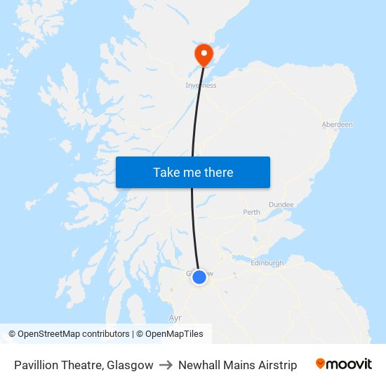 Pavillion Theatre, Glasgow to Newhall Mains Airstrip map