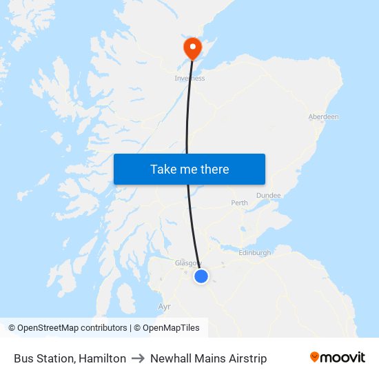 Bus Station, Hamilton to Newhall Mains Airstrip map