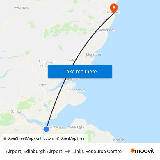 Airport, Edinburgh Airport to Links Resource Centre map