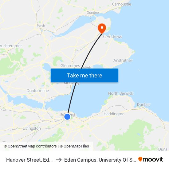 Hanover Street, Edinburgh to Eden Campus, University Of St Andrews map