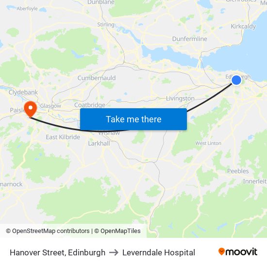 Hanover Street, Edinburgh to Leverndale Hospital map