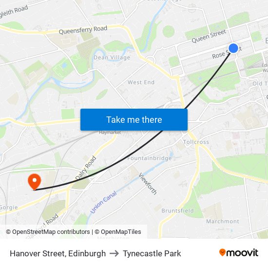 Hanover Street, Edinburgh to Tynecastle Park map