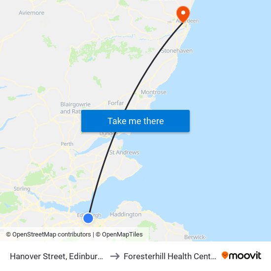 Hanover Street, Edinburgh to Foresterhill Health Centre map