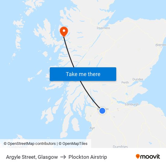 Argyle Street, Glasgow to Plockton Airstrip map