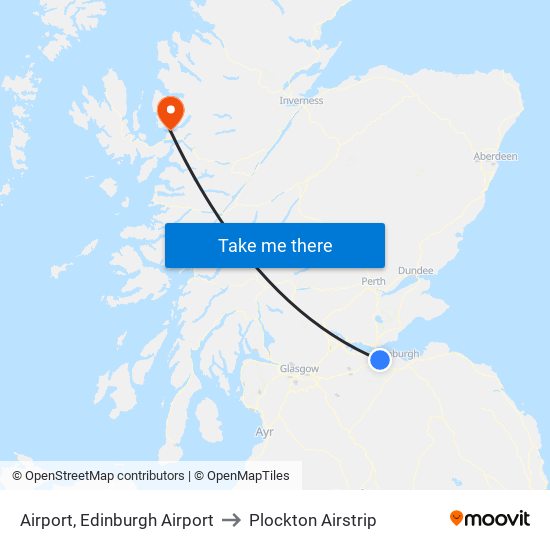 Airport, Edinburgh Airport to Plockton Airstrip map