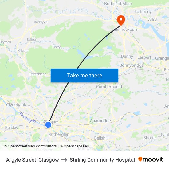 Argyle Street, Glasgow to Stirling Community Hospital map