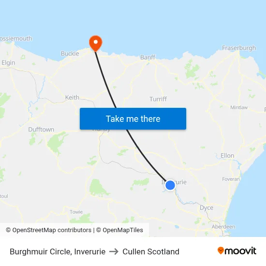 Burghmuir Circle, Inverurie to Cullen Scotland map