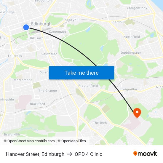 Hanover Street, Edinburgh to OPD 4 Clinic map