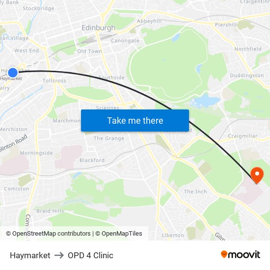 Haymarket to OPD 4 Clinic map