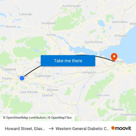 Howard Street, Glasgow to Western General Diabetic Clinic map