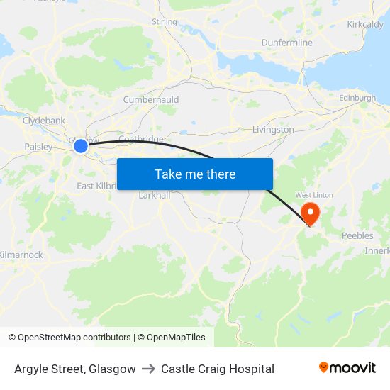 Argyle Street, Glasgow to Castle Craig Hospital map