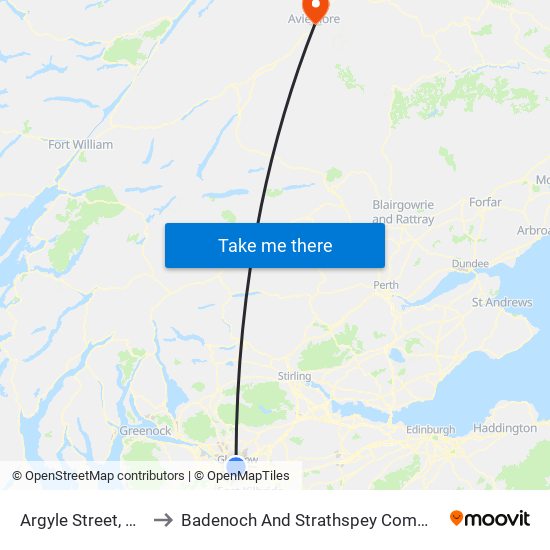 Argyle Street, Glasgow to Badenoch And Strathspey Community Hospital map
