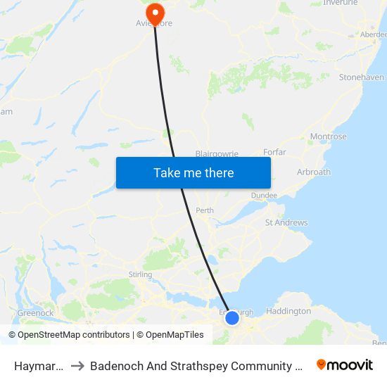 Haymarket to Badenoch And Strathspey Community Hospital map