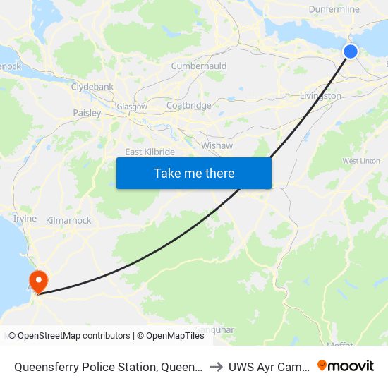 Queensferry Police Station, Queensferry to UWS Ayr Campus map