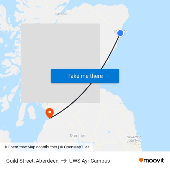 Guild Street, Aberdeen to UWS Ayr Campus map