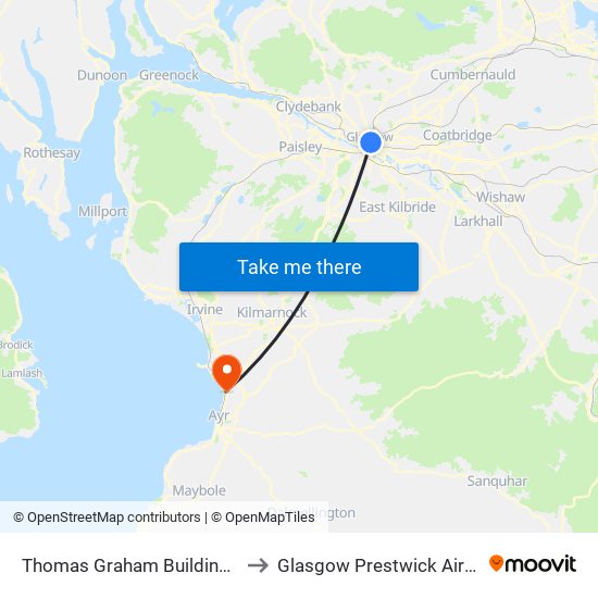 Thomas Graham Building, Glasgow to Glasgow Prestwick Airport (PIK) map