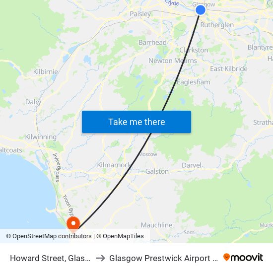 Howard Street, Glasgow to Glasgow Prestwick Airport (PIK) map