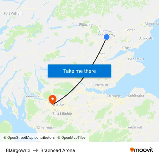 Blairgowrie to Braehead Arena map