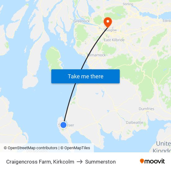 Craigencross Farm, Kirkcolm to Summerston map