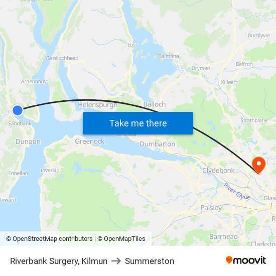 Riverbank Surgery, Kilmun to Summerston map