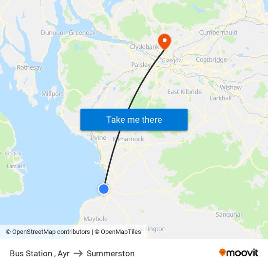 Bus Station , Ayr to Summerston map