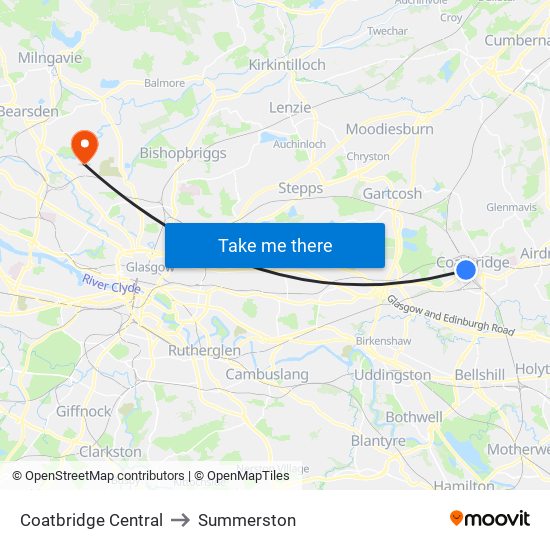 Coatbridge Central to Summerston map