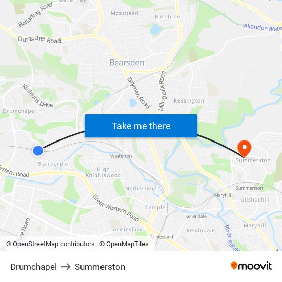 Drumchapel to Summerston map